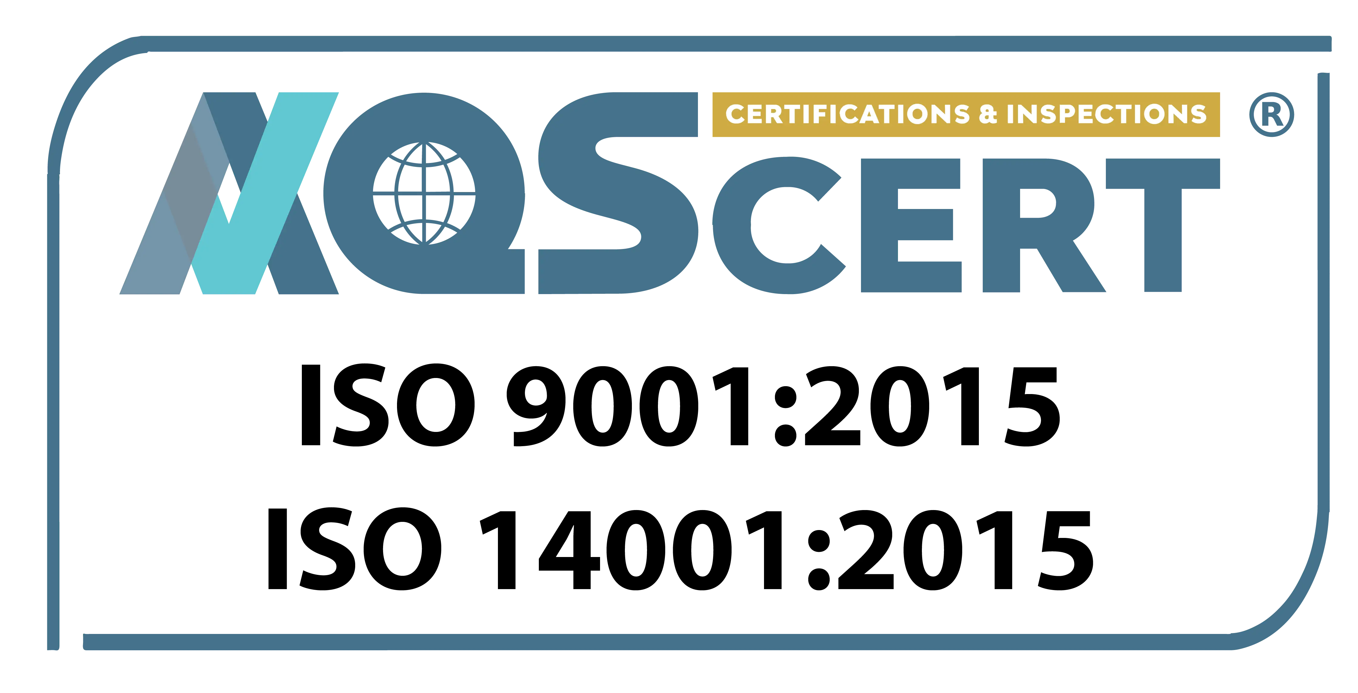 Logo certificazioni ISO 9001:2015 e ISO 14001:2015